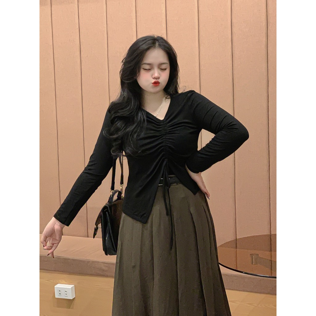 Áo thun BIGSIZE dài tay rút eo M711 55-95KG