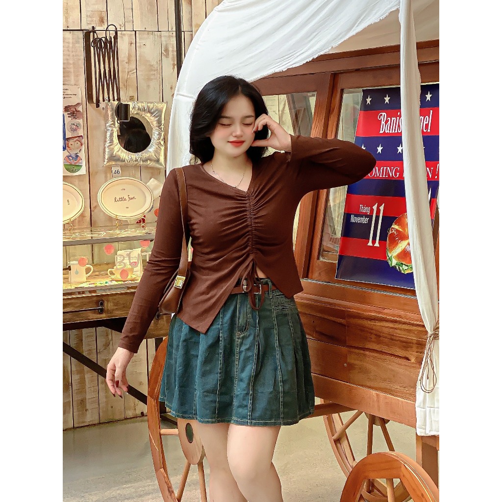 Áo thun BIGSIZE dài tay rút eo M711 55-95KG