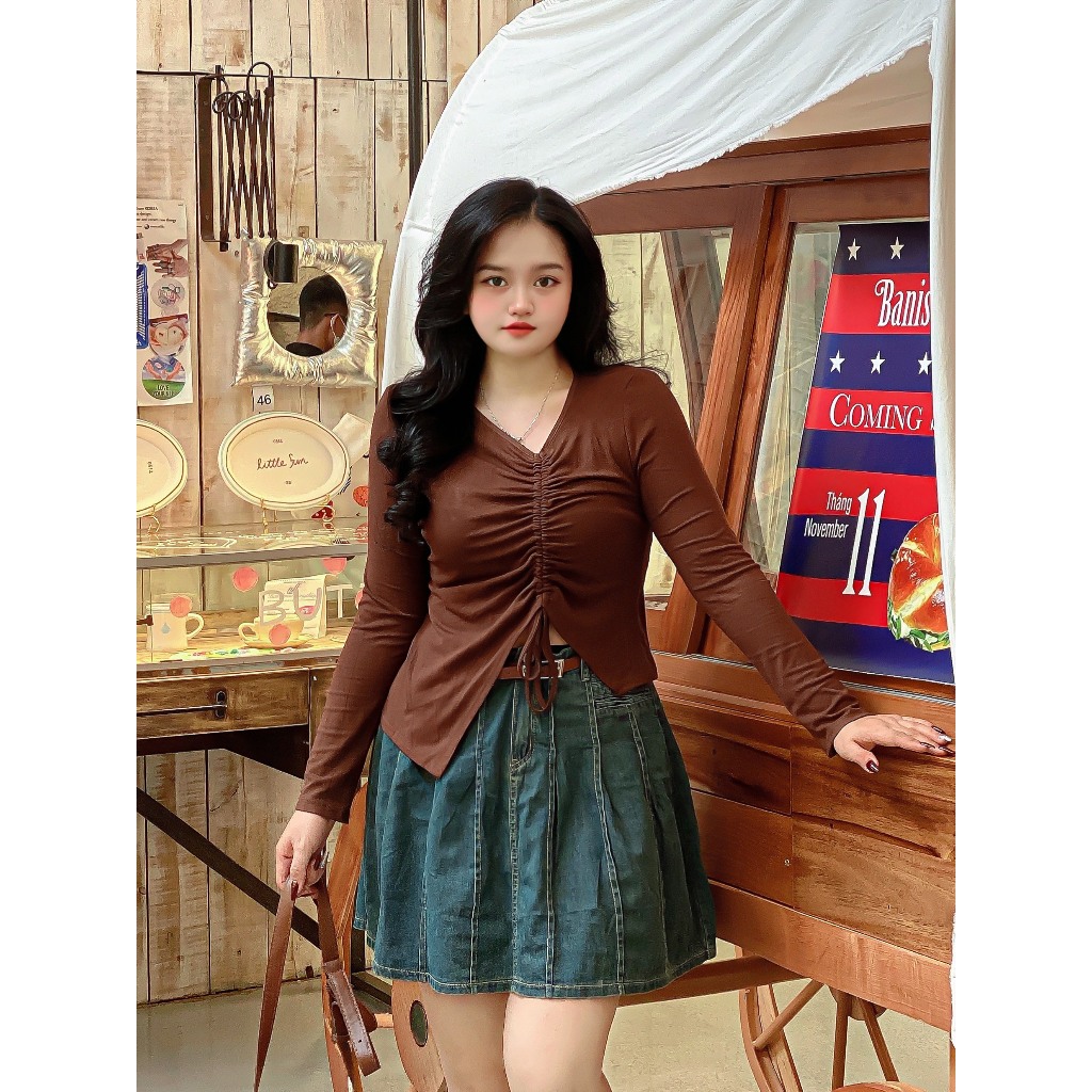 Áo thun BIGSIZE dài tay rút eo M711 55-95KG