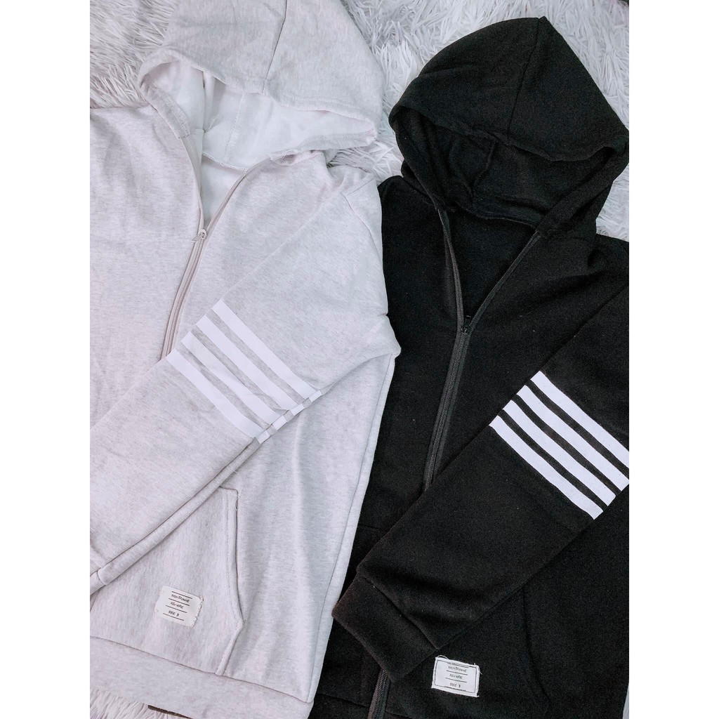 Áo Khoác nỉ Thom 4 Sọc Dây Kéo Khoá Chất Liệu Nỉ Cao Cấp , Áo khoác mũ Thome Hot Hit 2023