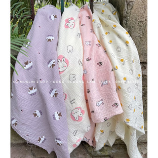 vải xô muslin 2 lớp cao cấp dày dặn mềm đẹp mẫu mới về hot trend may đồ bộ,khăn mặt,khăn tắm