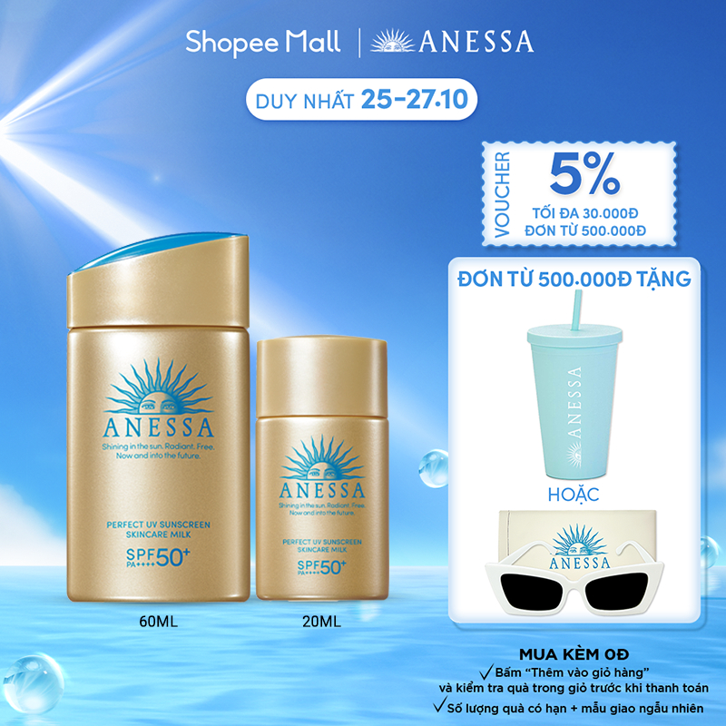 Bộ đôi chống nắng bảo vệ hoàn hảo Anessa Perfect UV Sunscreen Skincare Milk