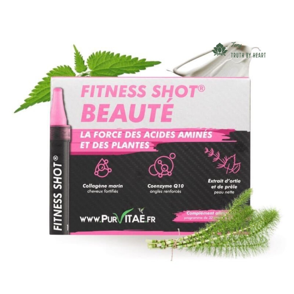 Collagen & Q10 Fitness Shot Beaute của Purvitae Hộp 32 ống