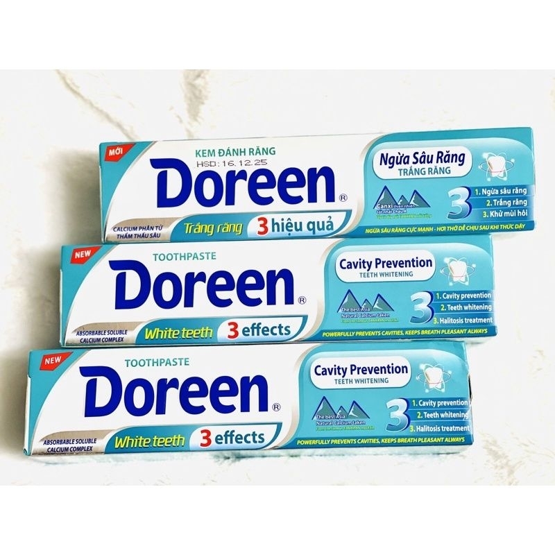 KEM ĐÁNH RĂNG DOREEN TRẮNG RĂNG 3 HIỆU QUẢ(XANH NGỌC) 180g GIÁ TỐT .