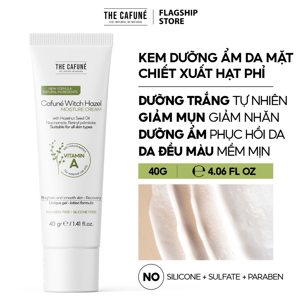 COMBO Kem Dưỡng Ẩm Cafuné Witch Hazel Moisture Cream 40G + Tinh Chất Dưỡng Mi The Cafuné 5ML