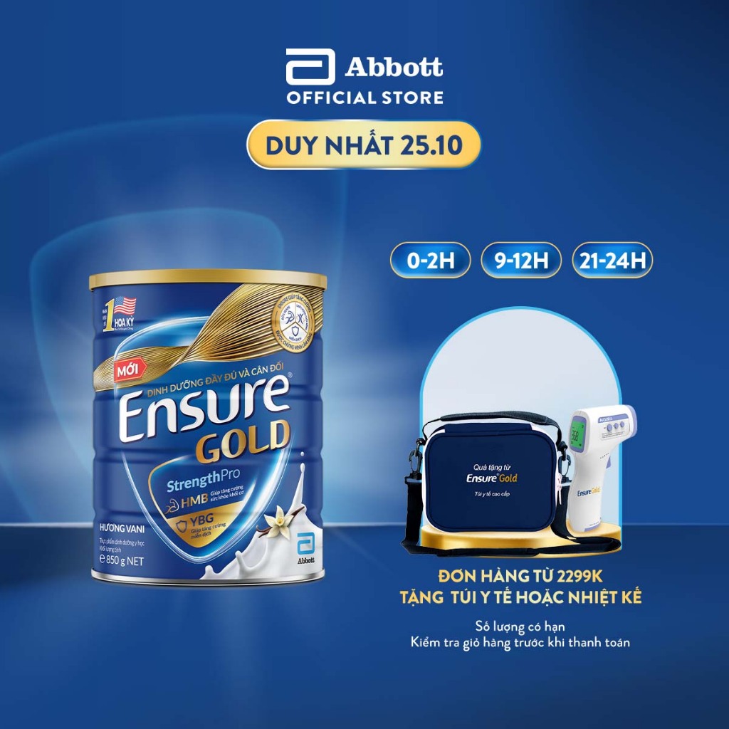 Sữa bột Ensure Gold Abbott hương vani (HMB) 850g