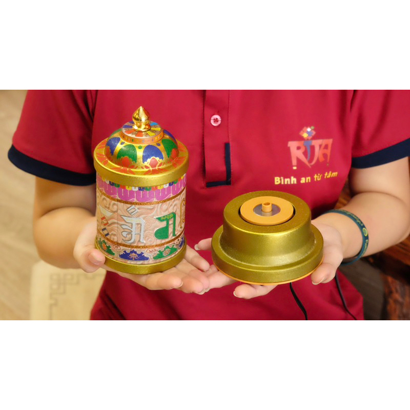 Kinh luân điện, kinh luân xoay phát nhạc Mật Tông cao 21cm - Rita Shop