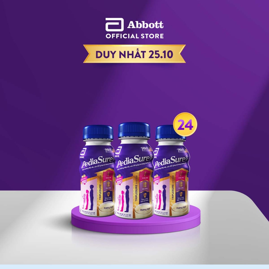 Thùng 24 Sữa nước PediaSure 237ml/chai hương vani