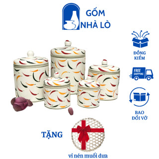 Hũ muối dưa cà vại muối dưa cà gốm sứ bát tràng dung tích 4l 5l 8l dùng đựng đồ khô gốm nhà lò