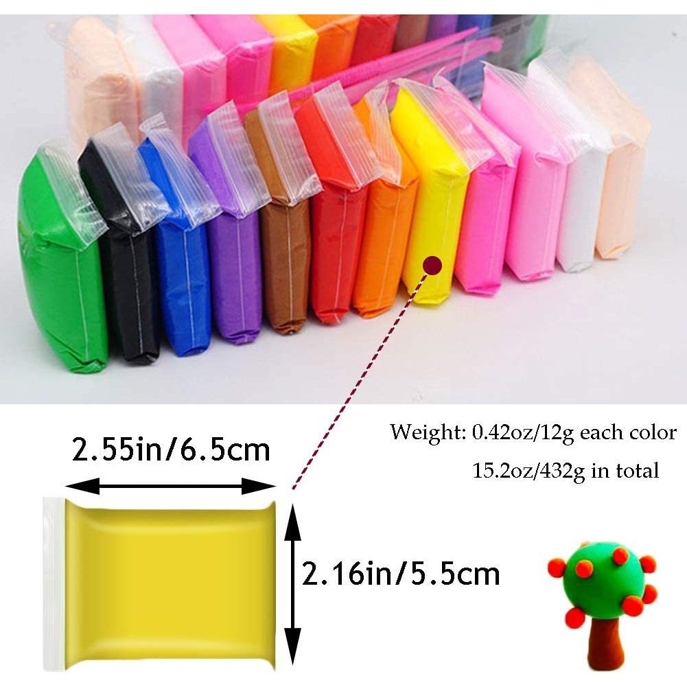 Đất sét Nhật tự khô 12 màu an toàn nặn hình cao cấp siêu nhẹ dành cho bé làm butter slime trang trí.