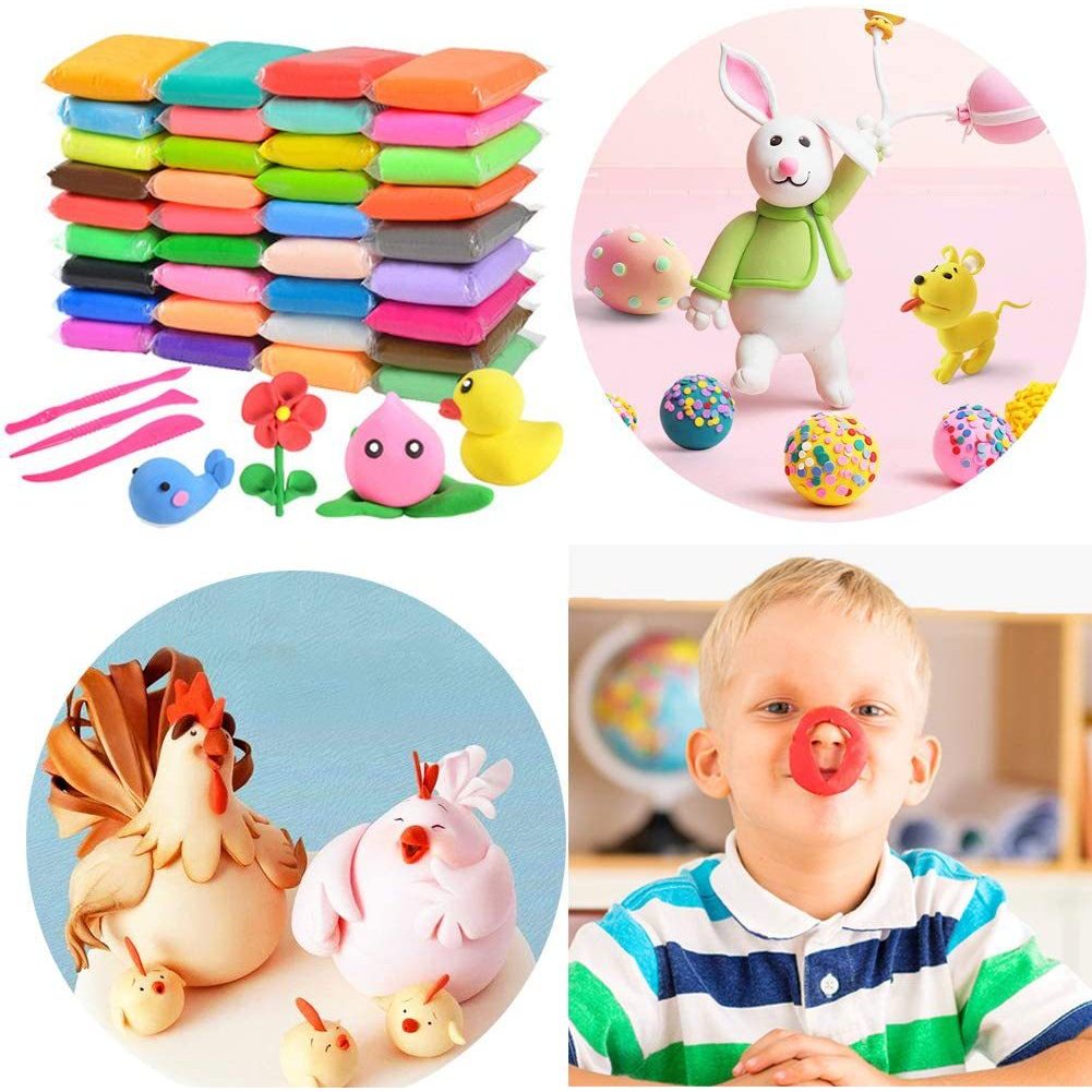 Đất sét Nhật tự khô 12 màu an toàn nặn hình cao cấp siêu nhẹ dành cho bé làm butter slime trang trí.