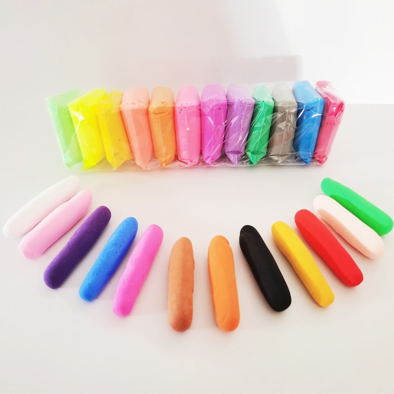 Đất sét Nhật tự khô 12 màu an toàn nặn hình cao cấp siêu nhẹ dành cho bé làm butter slime trang trí.