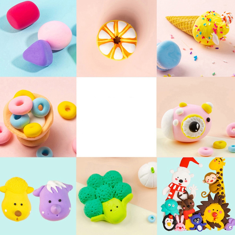 Đất sét Nhật tự khô 12 màu an toàn nặn hình cao cấp siêu nhẹ dành cho bé làm butter slime trang trí.