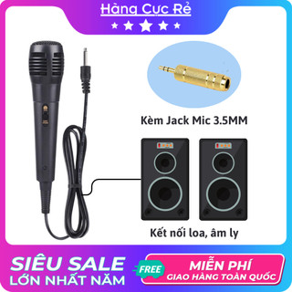 Micro hát karaoke có dây 2m, jack cổng mic 6.5mm dành cho loa amply có chức năng thu âm, hát karaoke - Shop Hàng Cực Rẻ