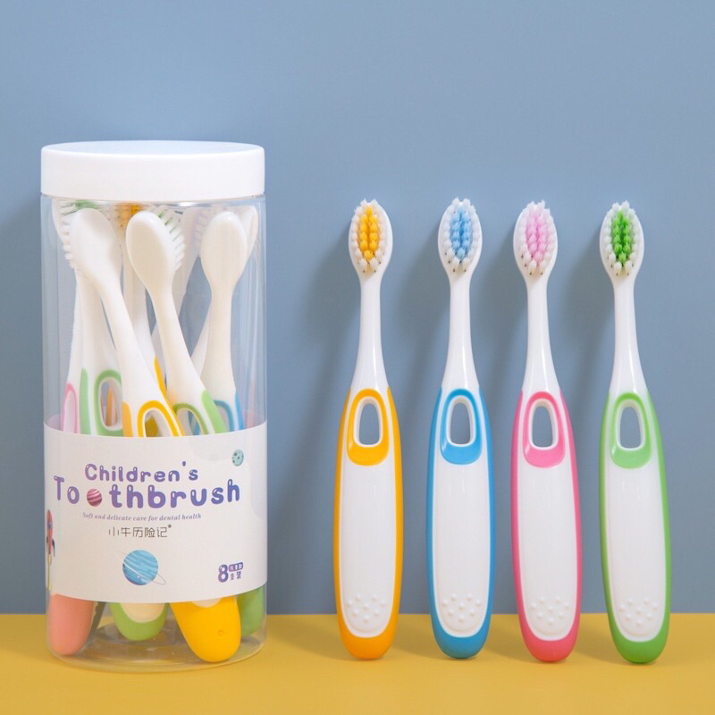 Set 8 Bàn Chải Trẻ Em Hộp Tròn Siêu Cute