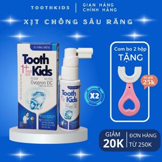 Combo 2 hộp Xịt chống sâu răng Toothkids cho trẻ từ 1 tuổi giúp bảo vệ men răng, ngăn ngừa ố vàng, làm trắng răng