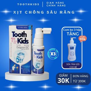 Combo 3 hộp Xịt chống sâu răng Toothkids cho trẻ từ 1 tuổi.(Tặng kèm 1 Lọ Sữa tắm gội 2in1 Sill Wash & Shampoo cho bé)