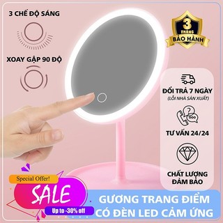 Gương trang điểm có đèn led cảm ứng 3 chế độ sáng