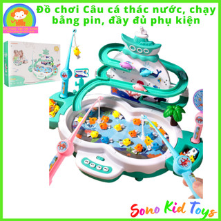 Đồ chơi câu cá cầu trượt, thác nước có đèn có nhạc vui nhộn - đồ chơi giáo dục, phát triển triển trí tuệ cho bé
