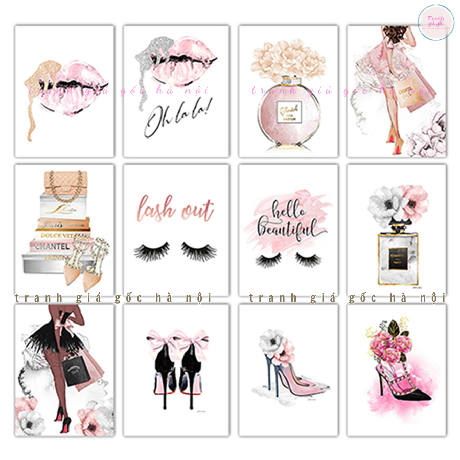 Tranh thời trang Paris canvas có khung trang trí cửa hàng cao cấp SIZE NHỎ VÀ VỪA [Size lớn có trong shop]