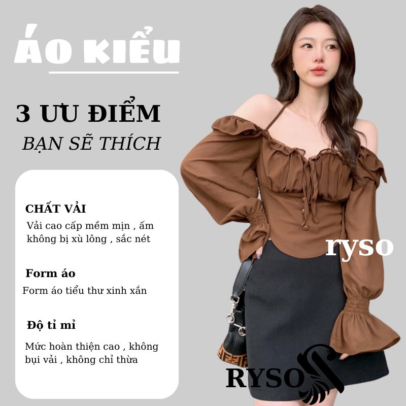 Áo kiểu Croptop tay dài vải voan mềm dáng tiểu thư sang chảnh RYSO FASHION Voan Tiểu Thư Baby Doll