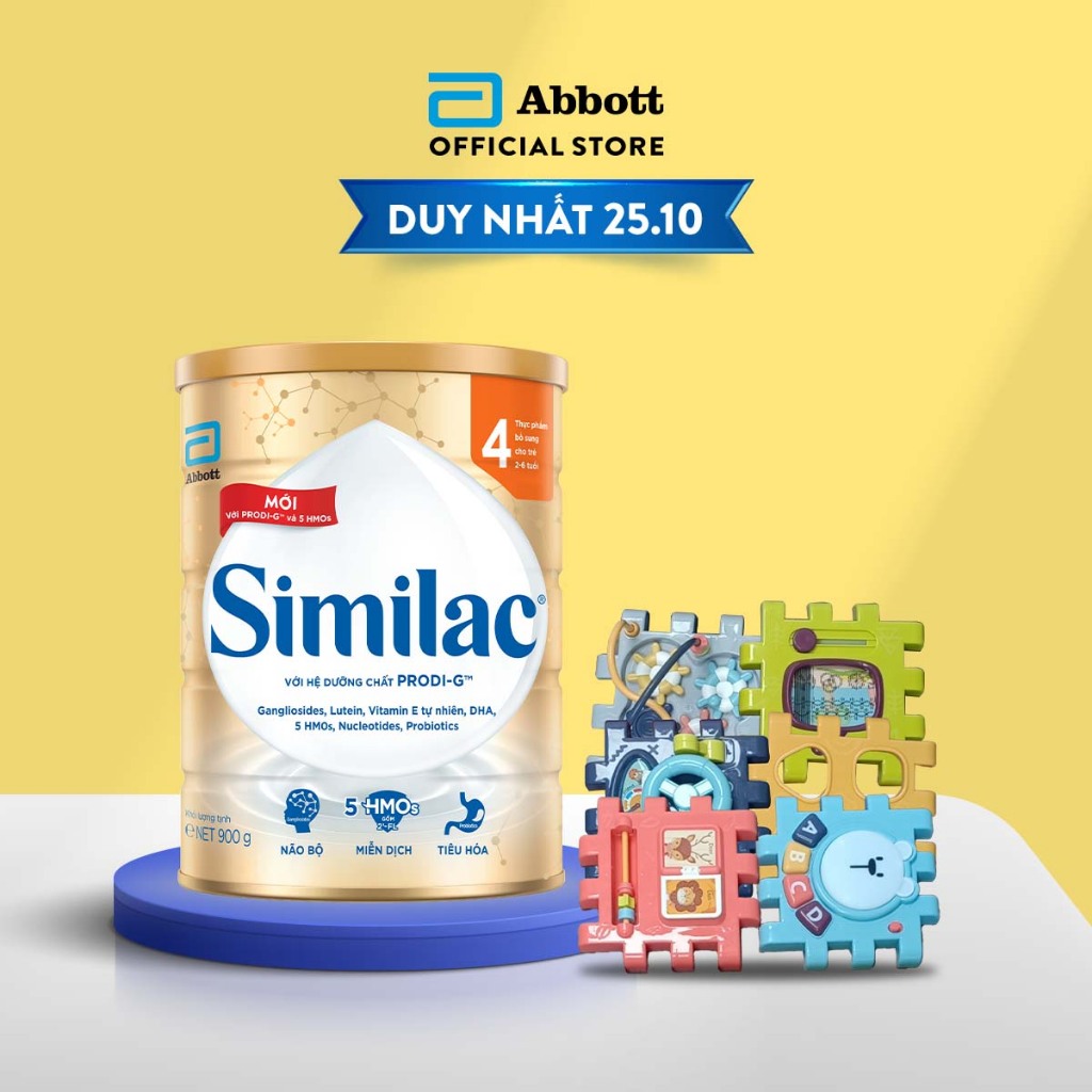 [Tặng 01 bộ làm vườn] Sữa bột Similac 4 900g/lon Dinh Dưỡng 5G Mới