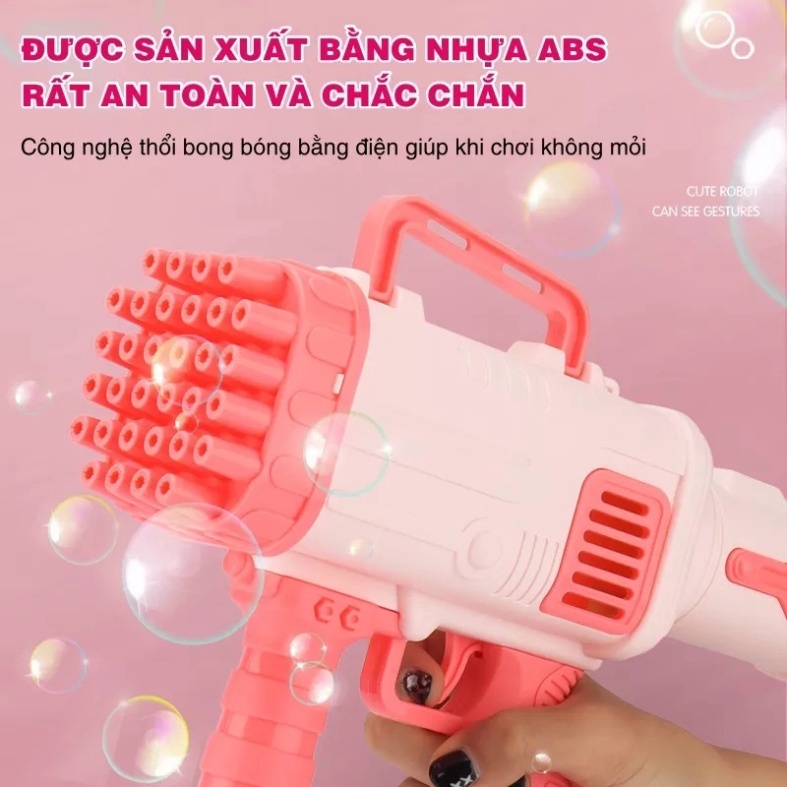 Đồ chơi súng bắn bong bóng 32 nòng cho bé, máy bắn bong bóng xà phòng cỡ lớn