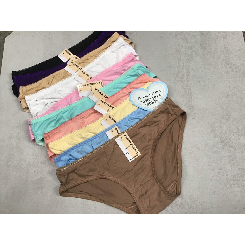 Combo 10 quần lót nữ cotton lụa nền trơn cao cấp mềm mịn mát quyến rũ màu da size từ 35 đến 65kg mã MR10 nội y MarketOnl