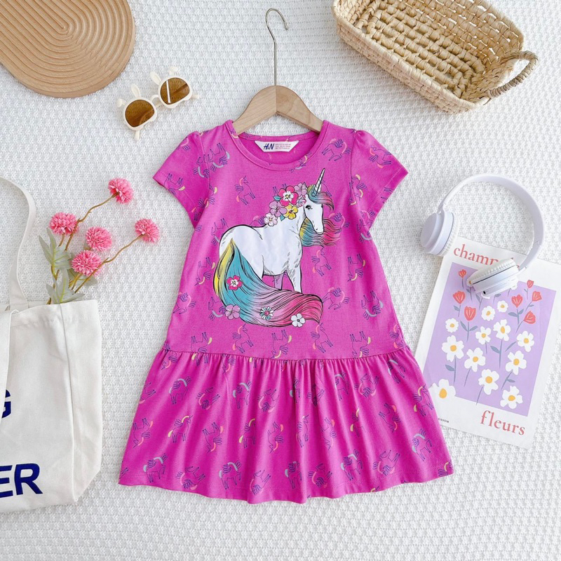 Đầm Thun Cotton, In hình 3D Hàng VNXK