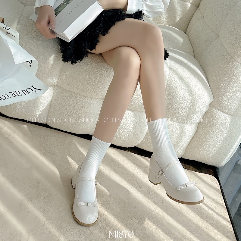 Giày marry jane nữ Celi Shoes 5p gót vuông da bóng MJ870