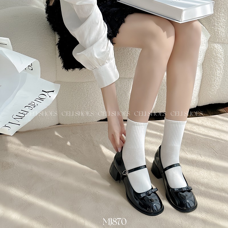 Giày marry jane nữ Celi Shoes 5p gót vuông da bóng MJ870
