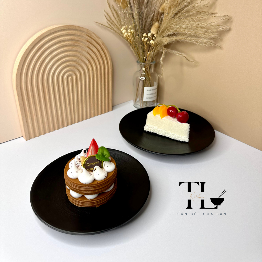 Dĩa nhựa đen nhám TL Kitchen chất liệu Melamine đa dạng kích cỡ
