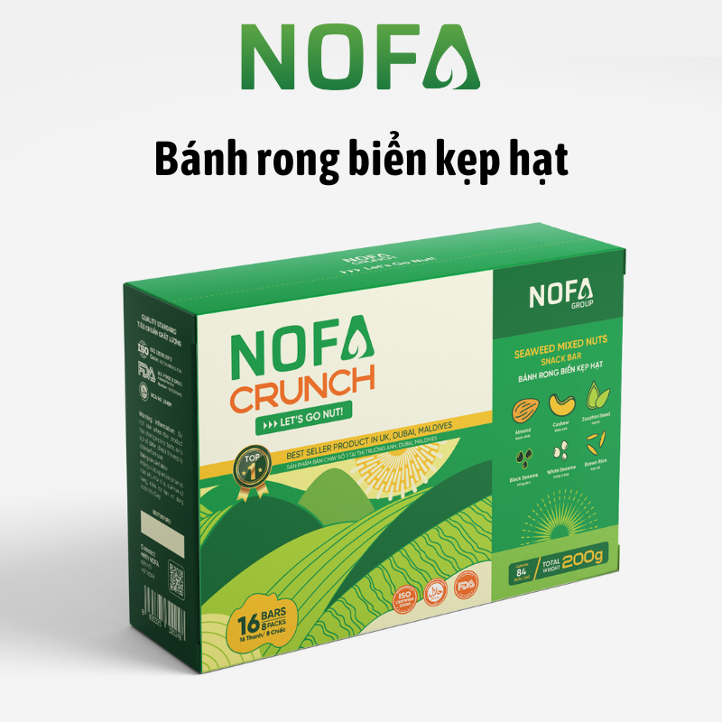 Rong biển kẹp hạt dinh dưỡng Nofa Healthy Food giảm cân eat clean ăn chay Hộp 8 gói 200gr