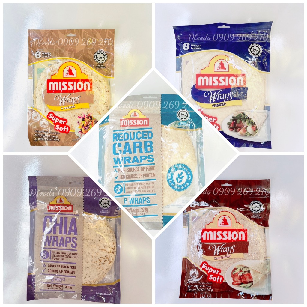 Vỏ bánh Roti Tortillas Wraps Mission gói 360g 8PCS
