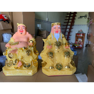 Bộ tượng thần tài thổ Địa Đá.tượng tài địa đế vuông