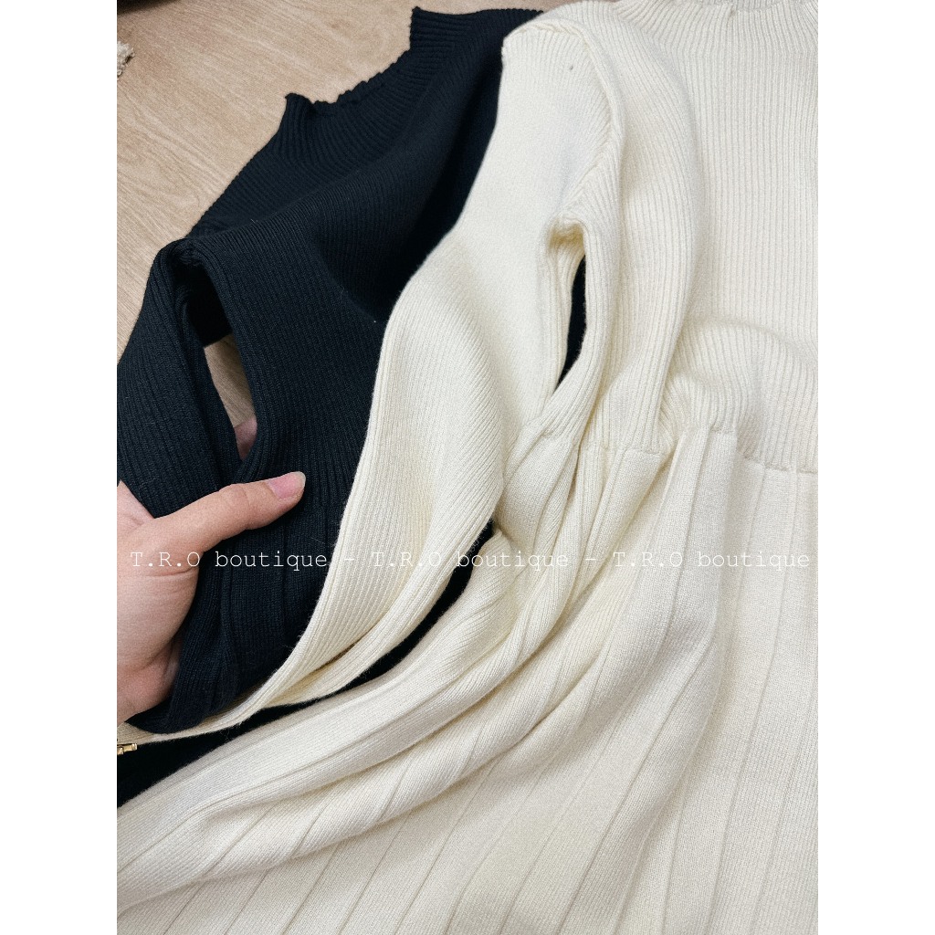 Set váy len chân dập kèm áo gile viền tua dua hàng QCCC