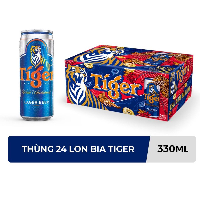 [hỏa tốc] thùng 24 lon bia Tiger 330ml- mẫu xuân