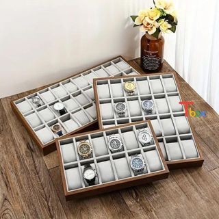 Hộp đựng đồng hồ, hộp trưng bày 12 đồng hồ ngăn bằng gỗ sang trọng