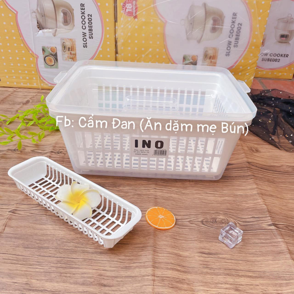 Rổ Úp Chén Bát Có Nắp Đậy Inomata Nhật - Khay Úp Chén Bát Cho Bé