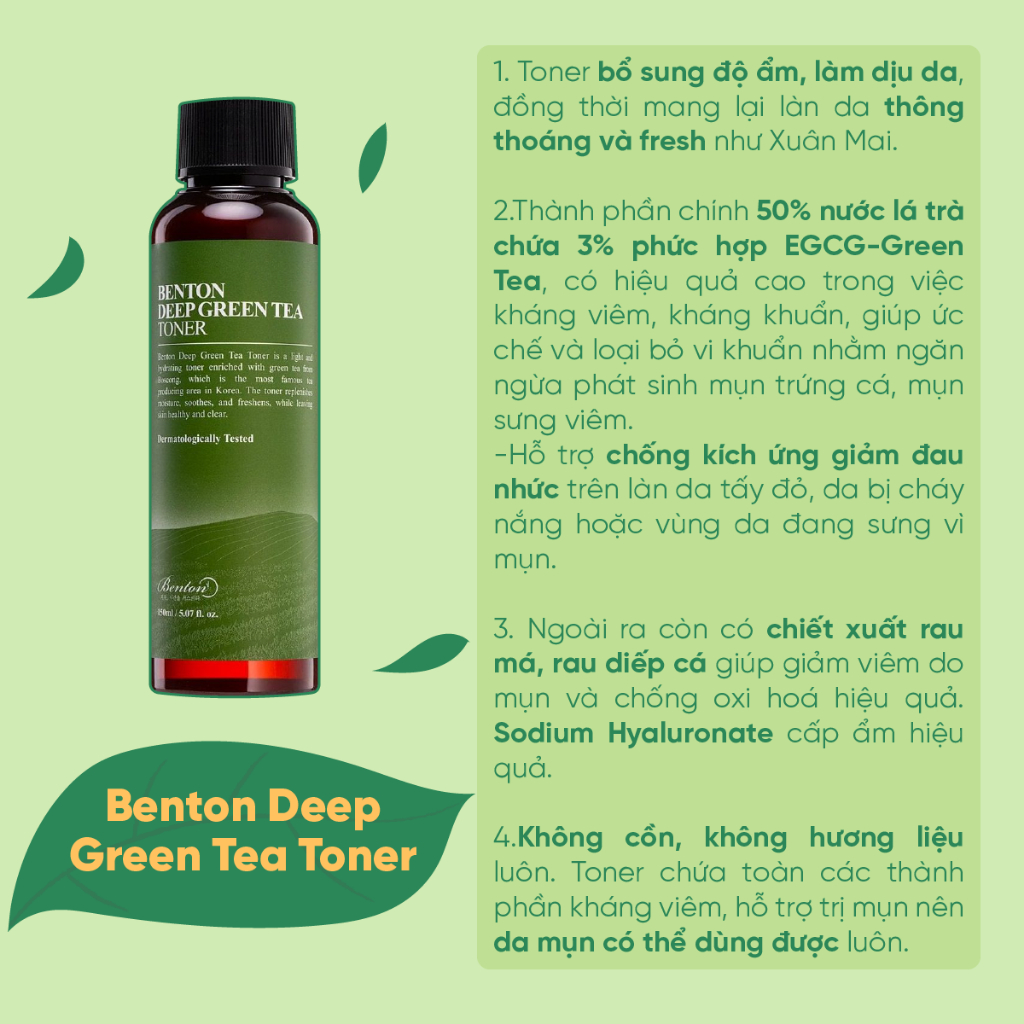 Nước Hoa Hồng Toner BENTON Deep Green Tea Toner
