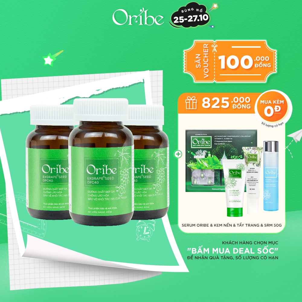 Combo 3 Hộp Viên Uống Đẹp Da, Mờ Nám, Chống Lão Hóa Oribe