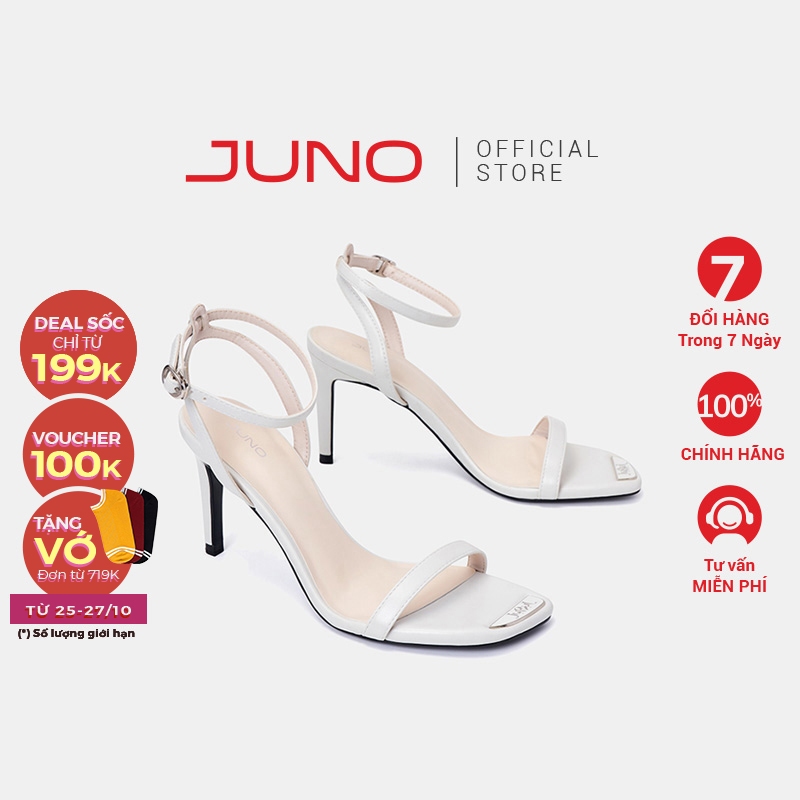 Giày Sandal Nữ 9cm Thời Trang JUNO Gót Thanh Phối Khoá Trang Trí Jn SD09113
