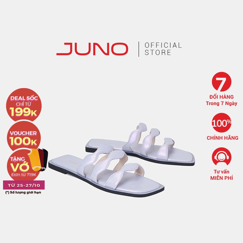 Dép Bệt Nữ 1cm Thời Trang JUNO Phối Quai Lượn Trang Trí SD01127