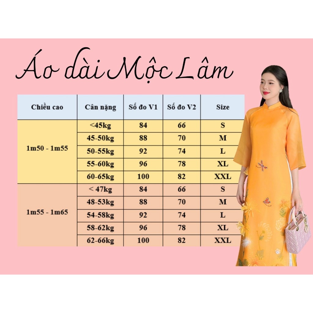 Áo dài cách tân chất liệu organza đính kết đẹp cao cấp - Áo Dài Mộc Lâm - AD84