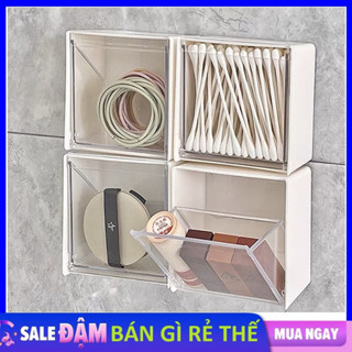  Hộp Đựng Bông Tẩy Trang Tăm Bông Dán Tường Nắp Lật Trong Chất Liệu Nhựa  Cao Cấp Cứng Cáp Miếng Dán Chắc Chắn 