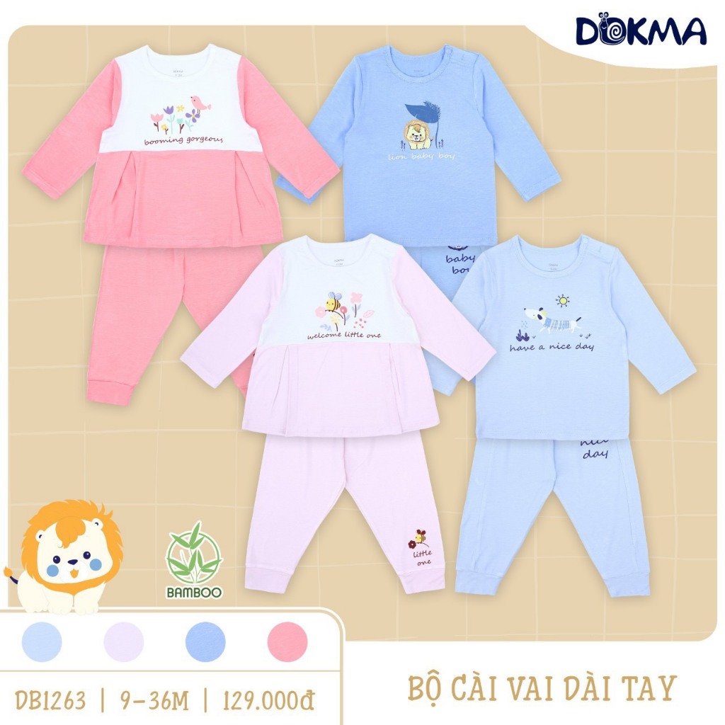 Dokma Bộ Quần Áo Dài Tay Vải Bamboo Cho Bé Trai Và Bé Gái Từ 6M+ Nhiều Mẫu