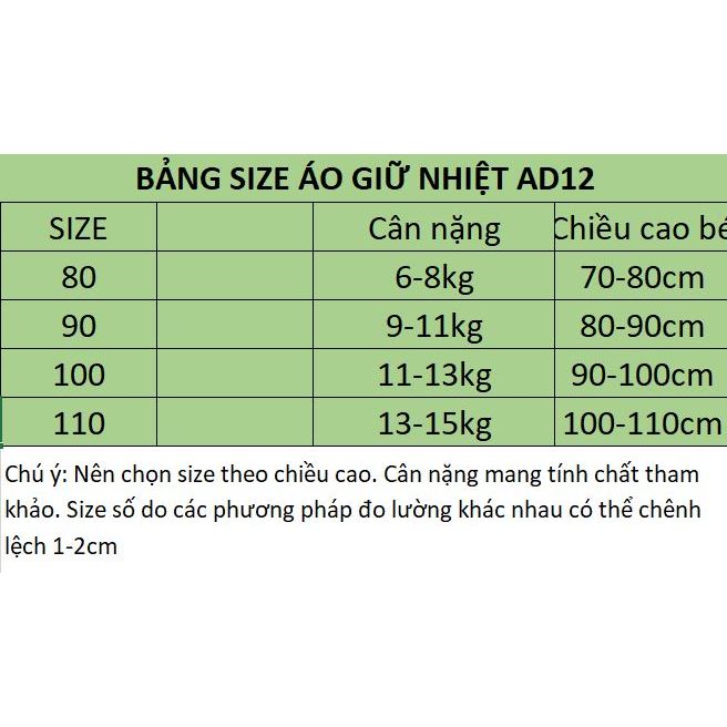 Áo giữ nhiệt cho bé lót nỉ nhung cổ cao Hàng Quảng Châu, áo dài tay cổ lọ cho bé trai bé gái từ 7-17kg AD05