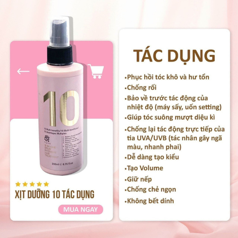Xịt dưỡng 10 IN ONE Spray Intensive Hair Treatment 200ml - Celeman