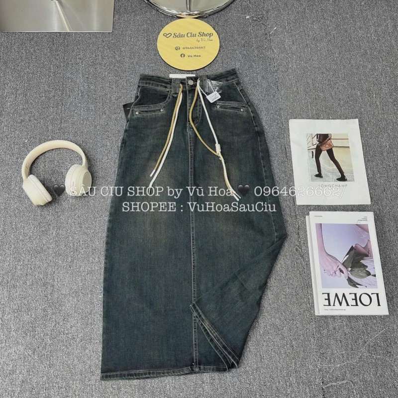 Chân váy jeans nữ kèm dây siêu hot #977