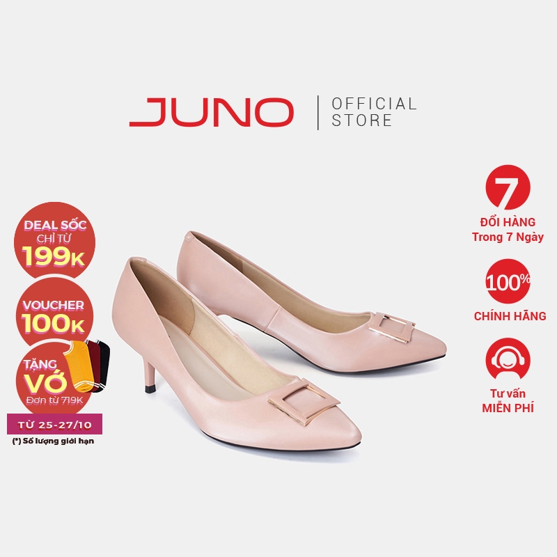 Giày Cao Gót Nữ 5cm Thời Trang JUNO Pump Trang Trí Khóa CG05128